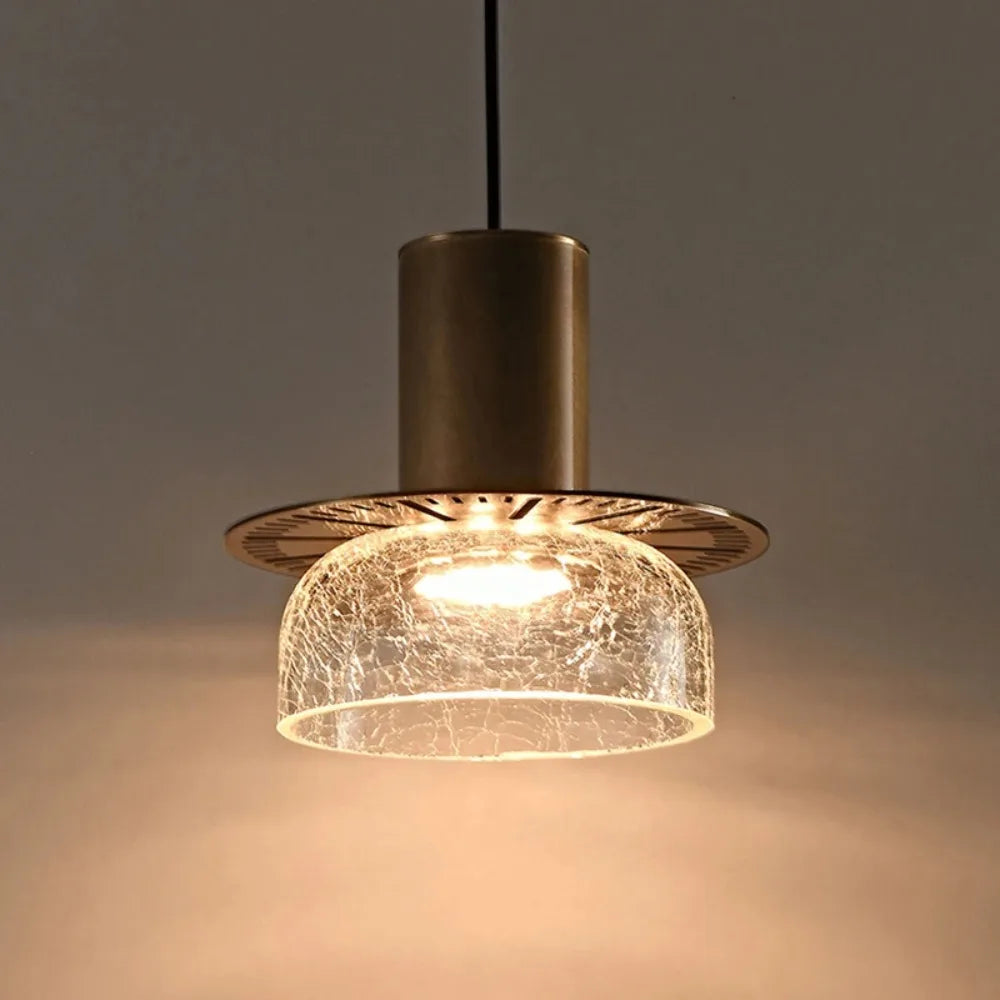 Candelora | Lampada a sospensione moderna in vetro con effetto craquelé