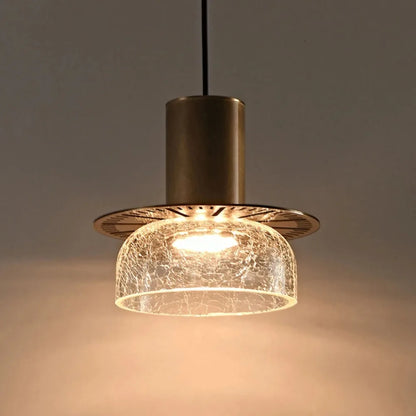 Candelora – Lampada a sospensione moderna creativa in vetro con effetto crepa e finitura ambra