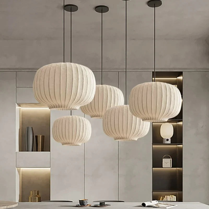 Aetheris | Lampada a sospensione Japandi in seta a forma di scala
