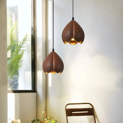 NordLume Lampada | Lampada a sospensione moderna in legno di noce marrone, stile scandinavo