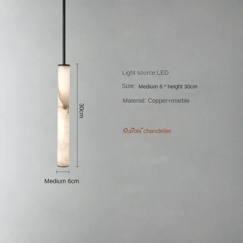 Lunvero Minara | Lampada a sospensione LED in marmo e rame per ambienti eleganti