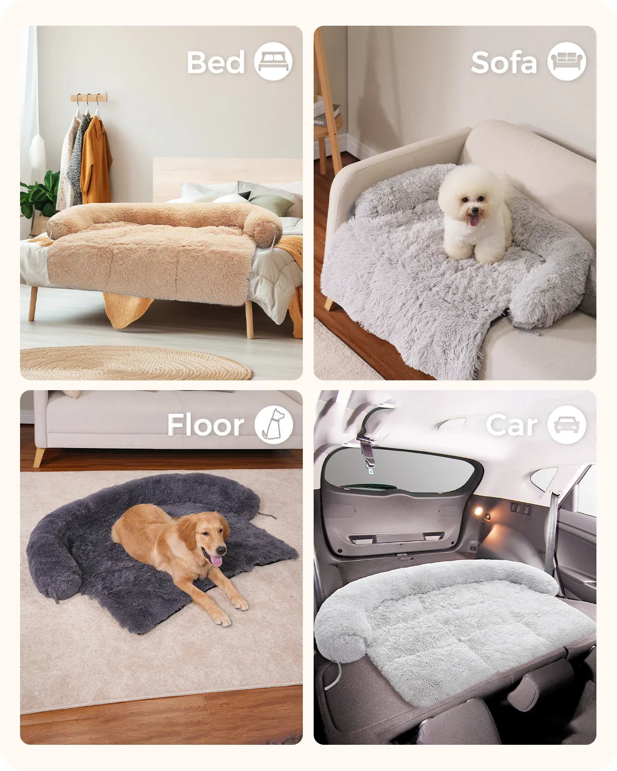 Lit pour chien Pawz Road Fluffy | Coussin de protection pour canapé | Modulaire & lavable | Antidérapant | Pour chiens de toutes tailles