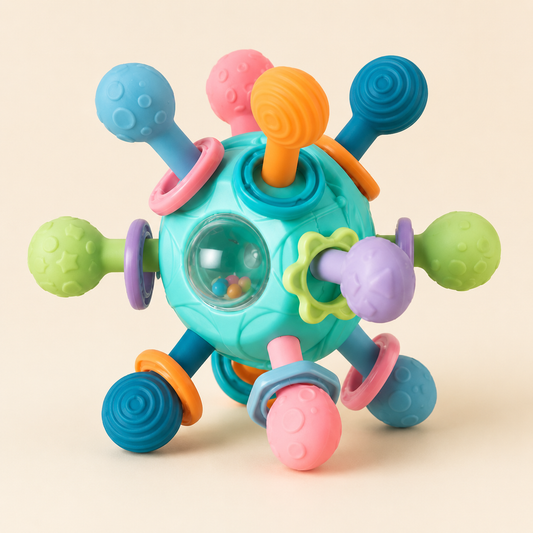 Pelota sensorial de desarrollo para bebés, sonajero texturizado