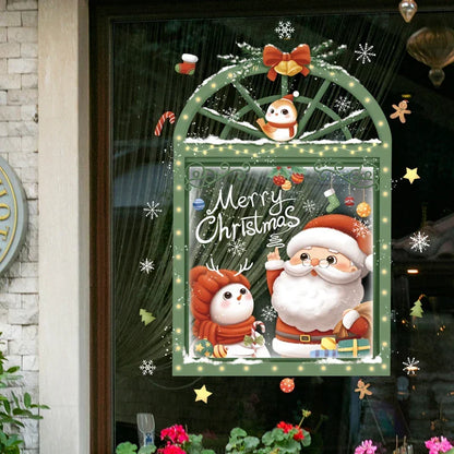 Frostella | Décoration de fenêtre de Noël avec Père Noël, rennes et sapin