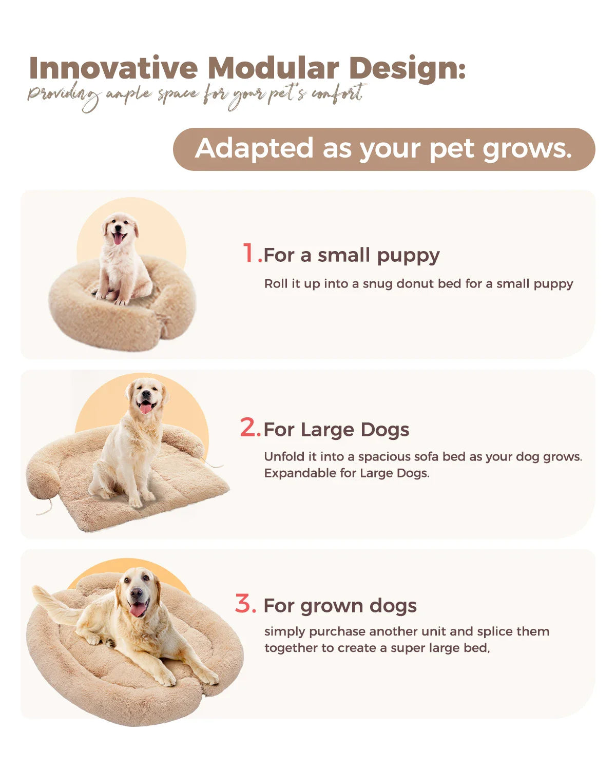 Lit pour chien Pawz Road Fluffy | Coussin de protection pour canapé | Modulaire & lavable | Antidérapant | Pour chiens de toutes tailles
