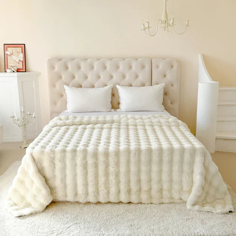 PlushNest | Coperta coccolosa a doppio strato in pelliccia sintetica, extra spessa e morbida