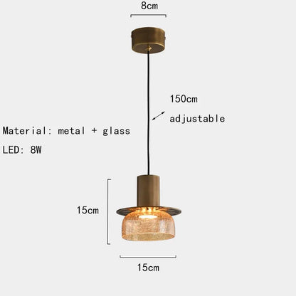 Candelora – Lampada a sospensione moderna creativa in vetro con effetto crepa e finitura ambra