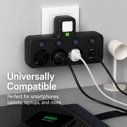 Voltiro | Ciabatta con 3 prese, 2 porte USB e una porta di tipo C, 2500 W