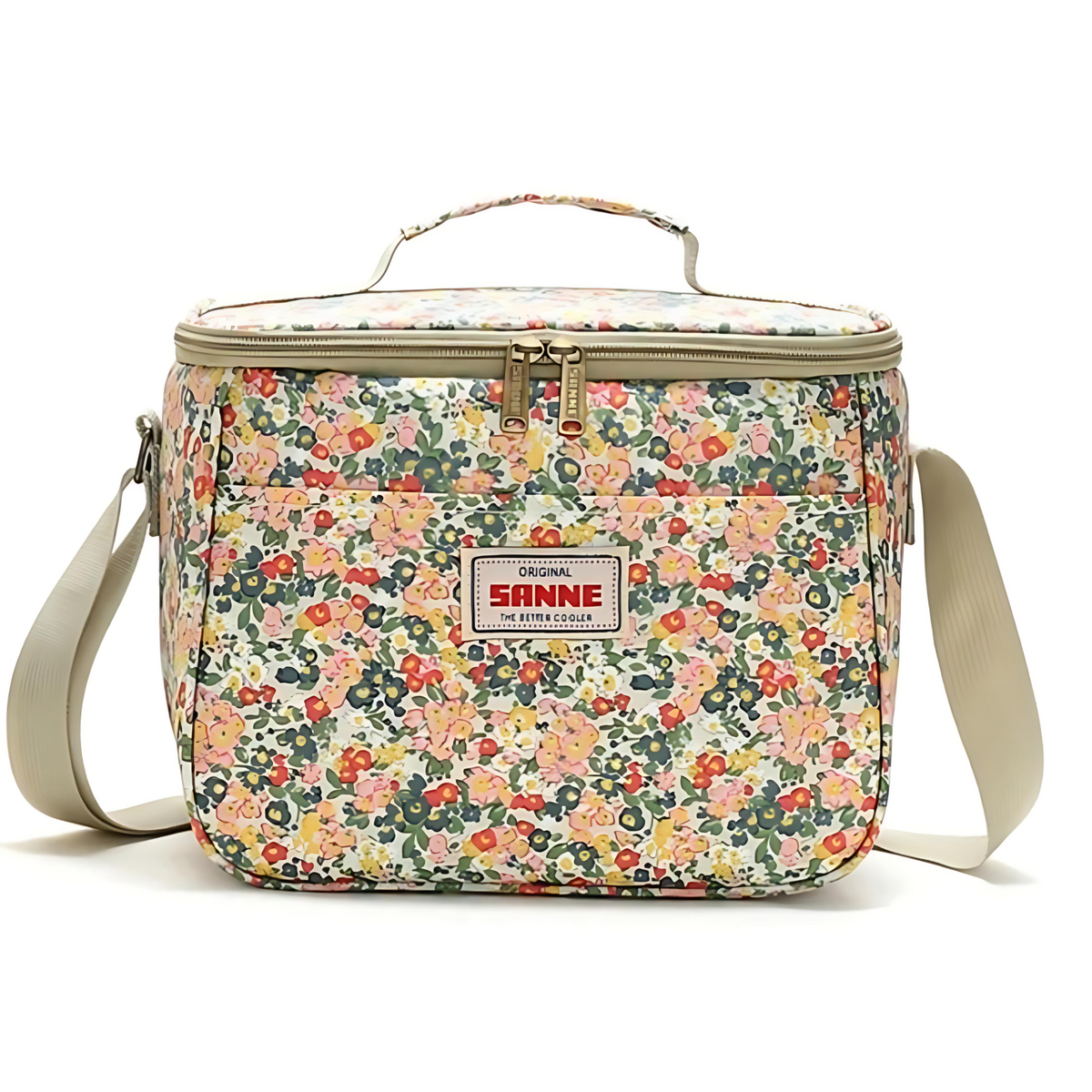 Stilvolle Retro-Blumen Isolierte Picknick-Lunch-Tasche