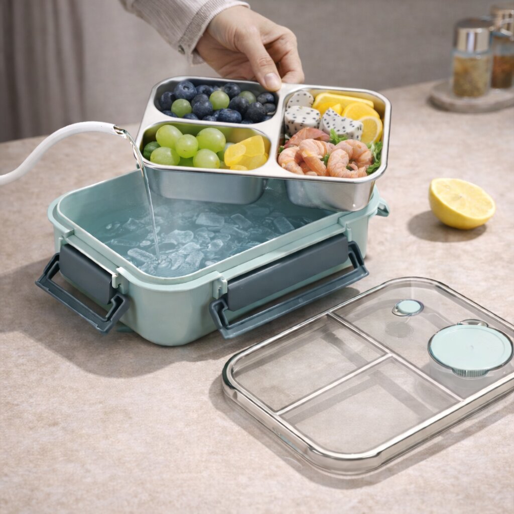 Bentaro | Insulated Lunch Box with Stainless Steel Compartments and Clip Lid