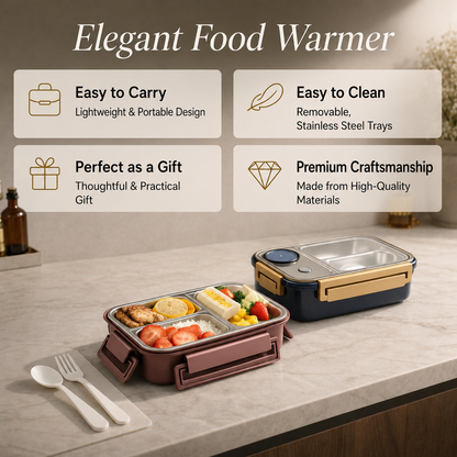 Bentaro | Insulated Lunch Box with Stainless Steel Compartments and Clip Lid