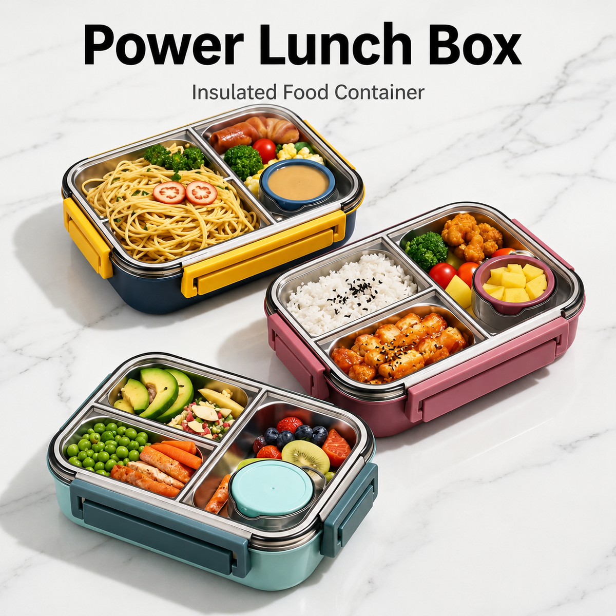 Bentaro | Insulated Lunch Box with Stainless Steel Compartments and Clip Lid