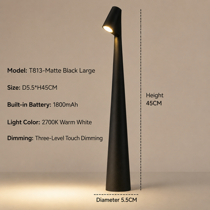 Feneno | Kabellose LED Tischlampe aus Metall mit 3-Stufen Touch-Dimmung