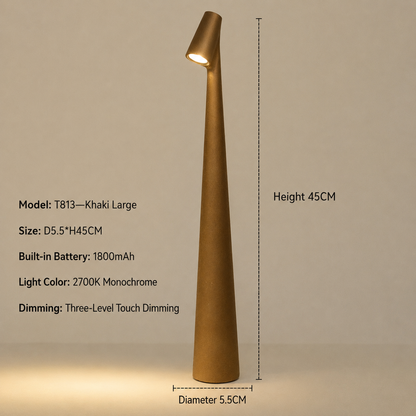 Feneno | Kabellose LED Tischlampe aus Metall mit 3-Stufen Touch-Dimmung