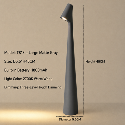 Feneno | Kabellose LED Tischlampe aus Metall mit 3-Stufen Touch-Dimmung