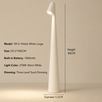 Feneno | Kabellose LED Tischlampe aus Metall mit 3-Stufen Touch-Dimmung