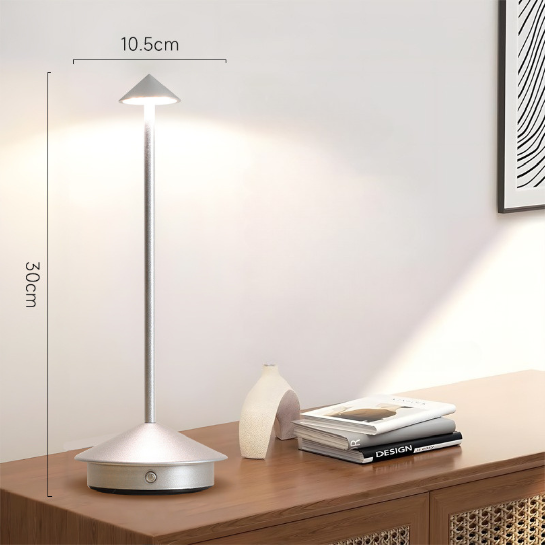 Toccavi | Kabellose LED Tischlampe aus Metall mit Touch-Dimmer und USB