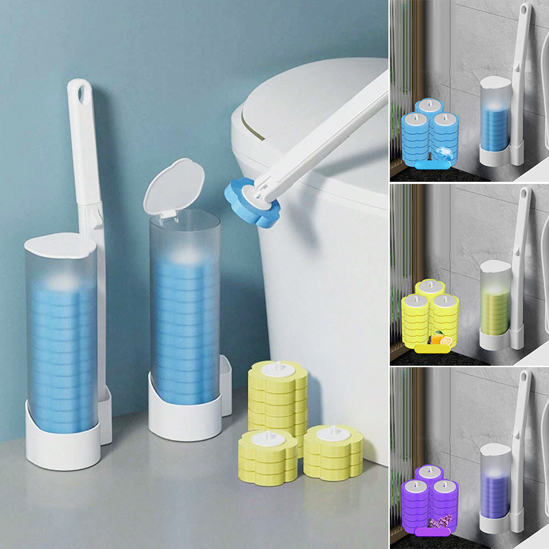 Frischo | Escobilla de WC desechable con soporte y 18 cabezales