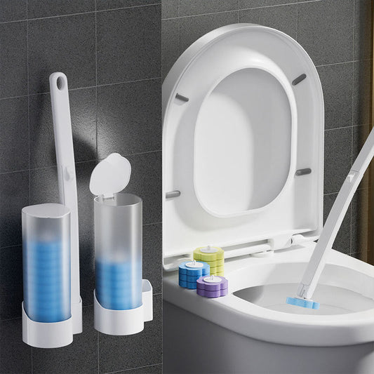 Frischo | Toilettenbürste mit Einweg-Schwammköpfen, Halter und 18 Köpfen