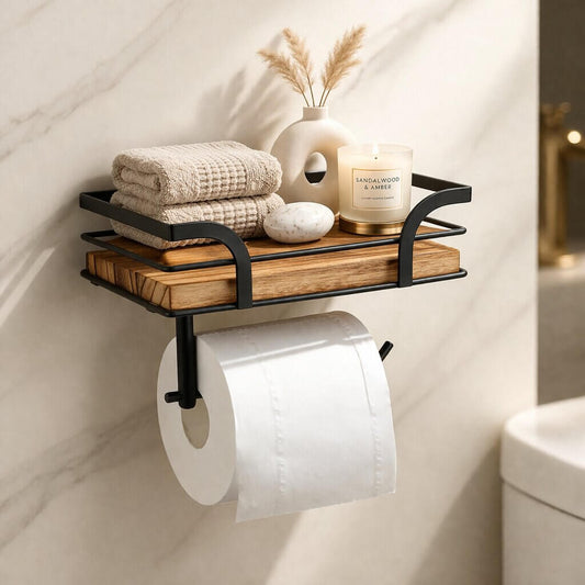 Rolvika | Toilettenpapierhalter mit Ablage für Wandmontage im Bad