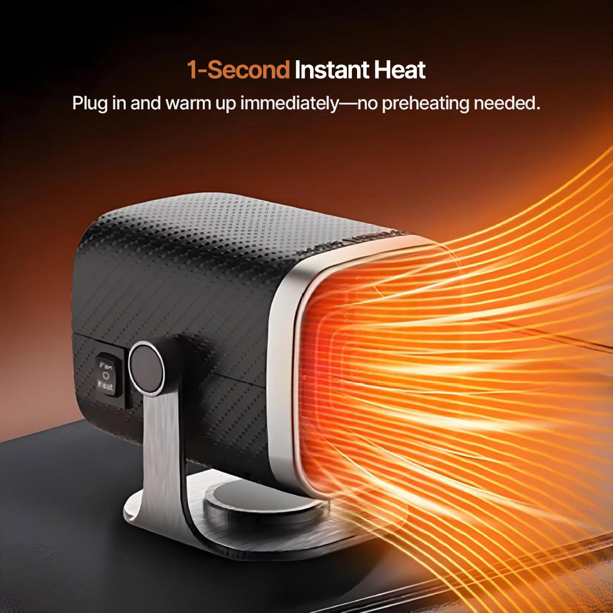 Drevalo | Termoventilatore per auto 12V/24V con testa rotante a 360° e base adesiva