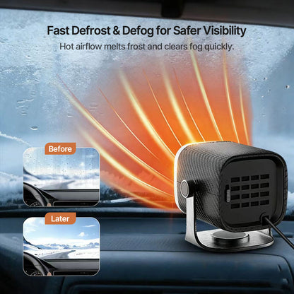 Drevalo | Termoventilatore per auto 12V/24V con testa rotante a 360° e base adesiva