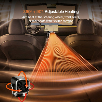Drevalo | Termoventilatore per auto 12V/24V con testa rotante a 360° e base adesiva