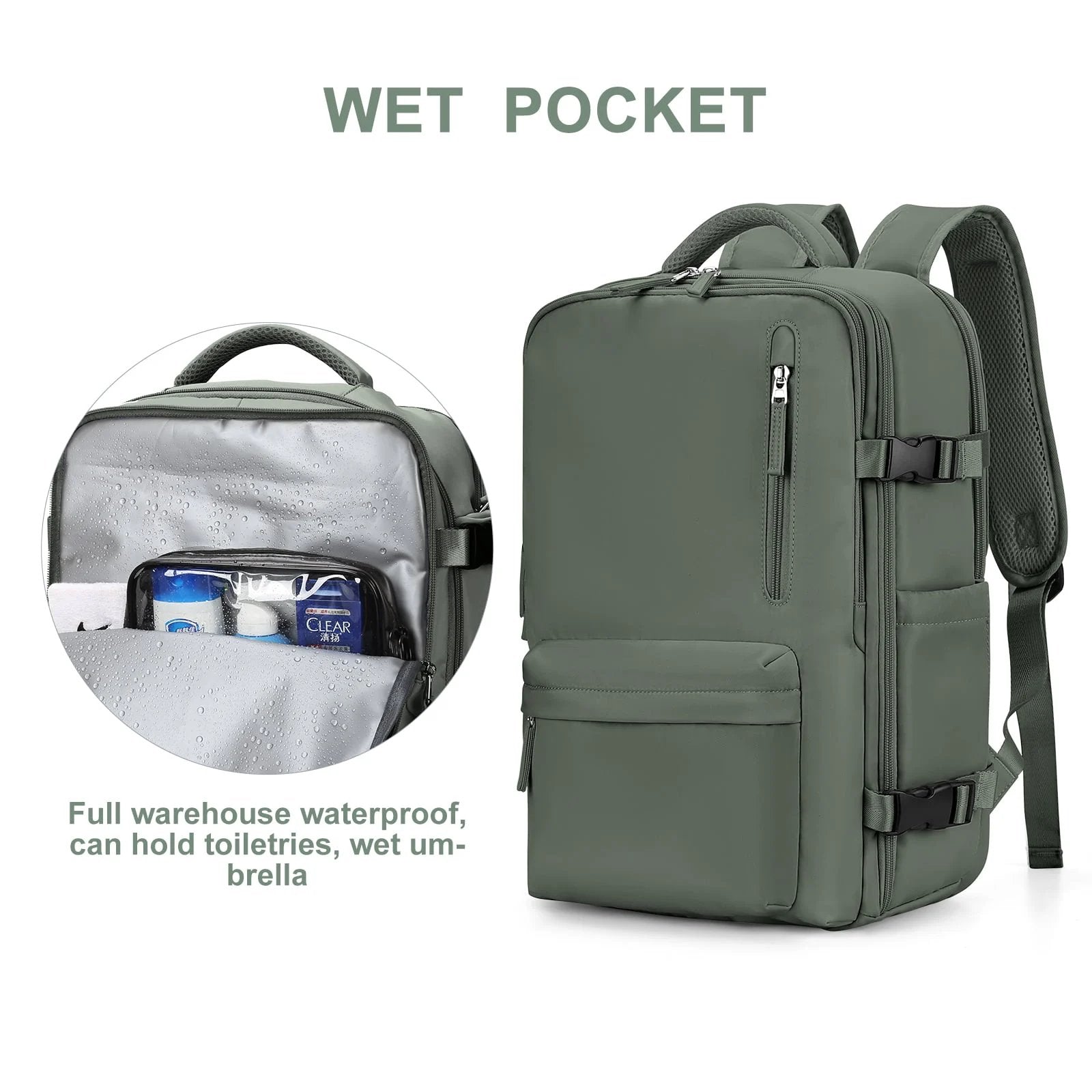 Travelliva Multifunktionaler Damen-Rucksack 35L | Handgepäck Reiserucksack mit Kofferöffnung & Laptopfach | USB-Ladeanschluss