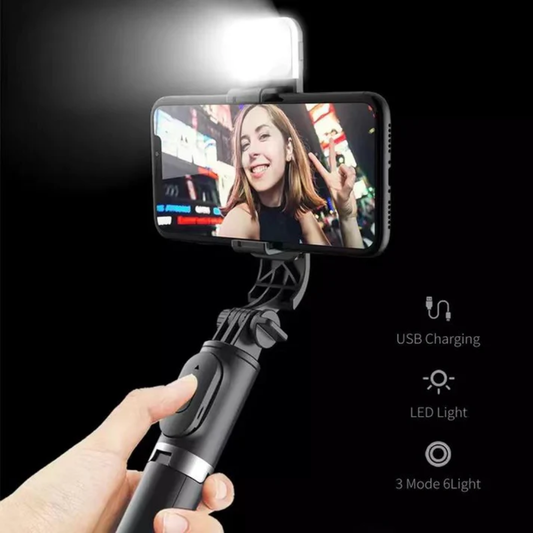 Selvano | Palo selfie trípode 6 en 1 con mando Bluetooth y luz LED