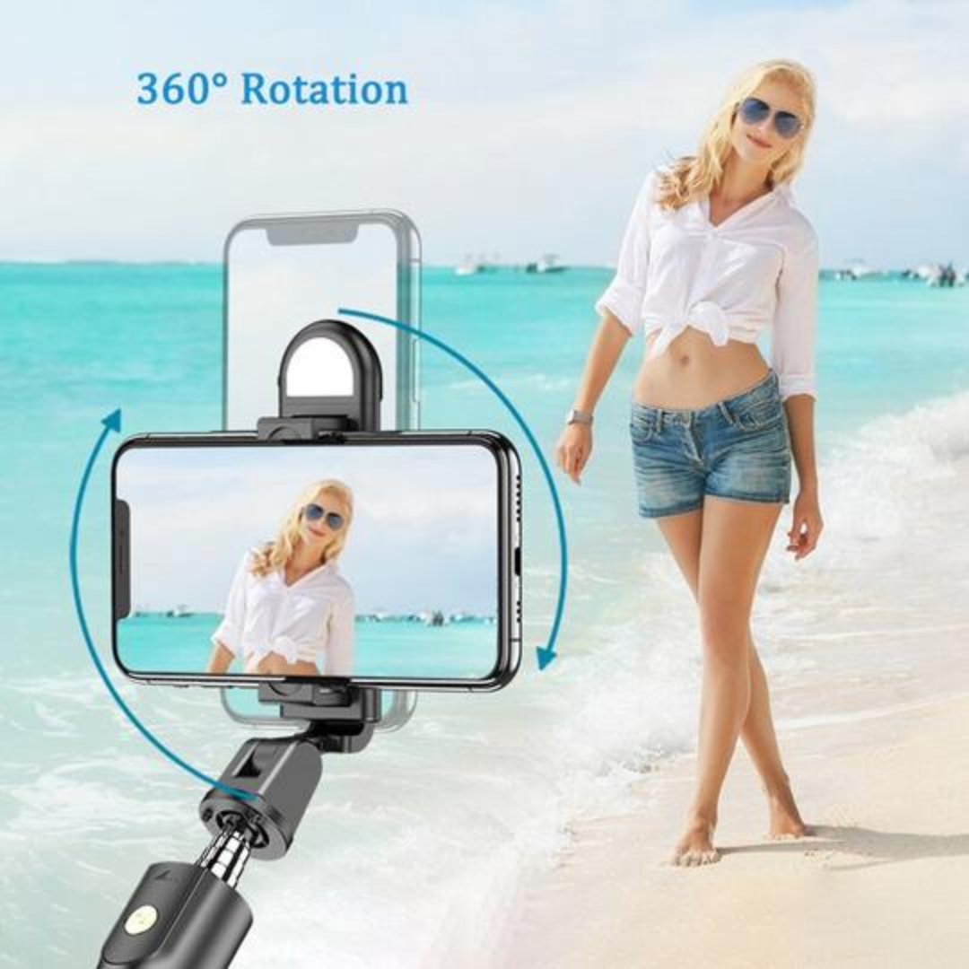Selvano | Asta per selfie con treppiede, telecomando Bluetooth e luce LED