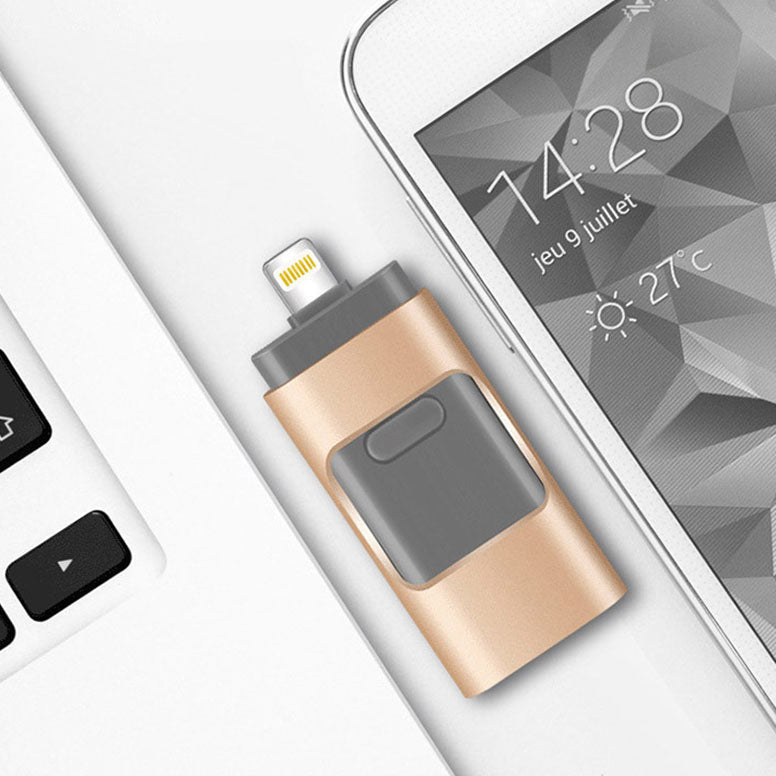 SnapSync | Chiavetta USB 4-in-1 con USB-C, USB-A e Lightning, fino a 128 GB