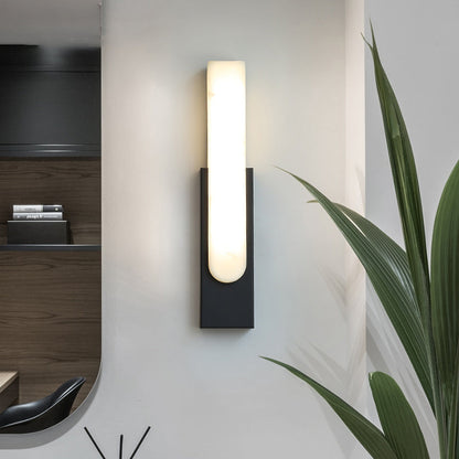 Elegante lampada da parete in marmo – Lampada da parete di lusso con luce LED e accenti dorati
