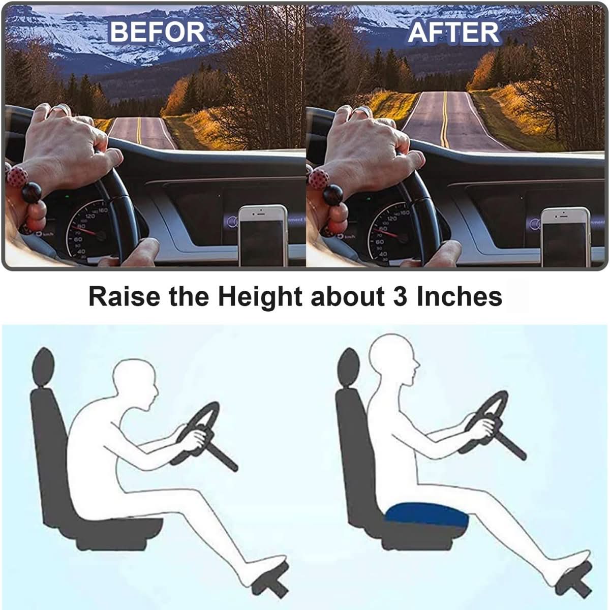 ViewBoost | Ergonomisches Autositzkissen für Komfort und Sicherheit 3