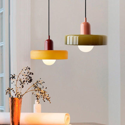 Lunari Halo | Lampada a sospensione in vetro colorato in stile Bauhaus