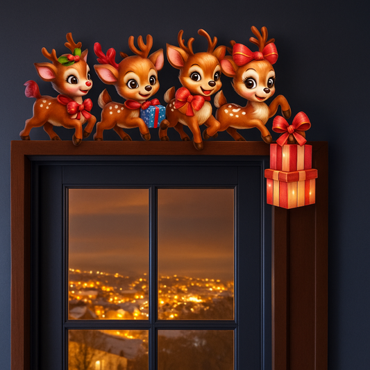 Rentora | Weihnachtsdeko für den Türrahmen aus Holz mit Rentiermotiv