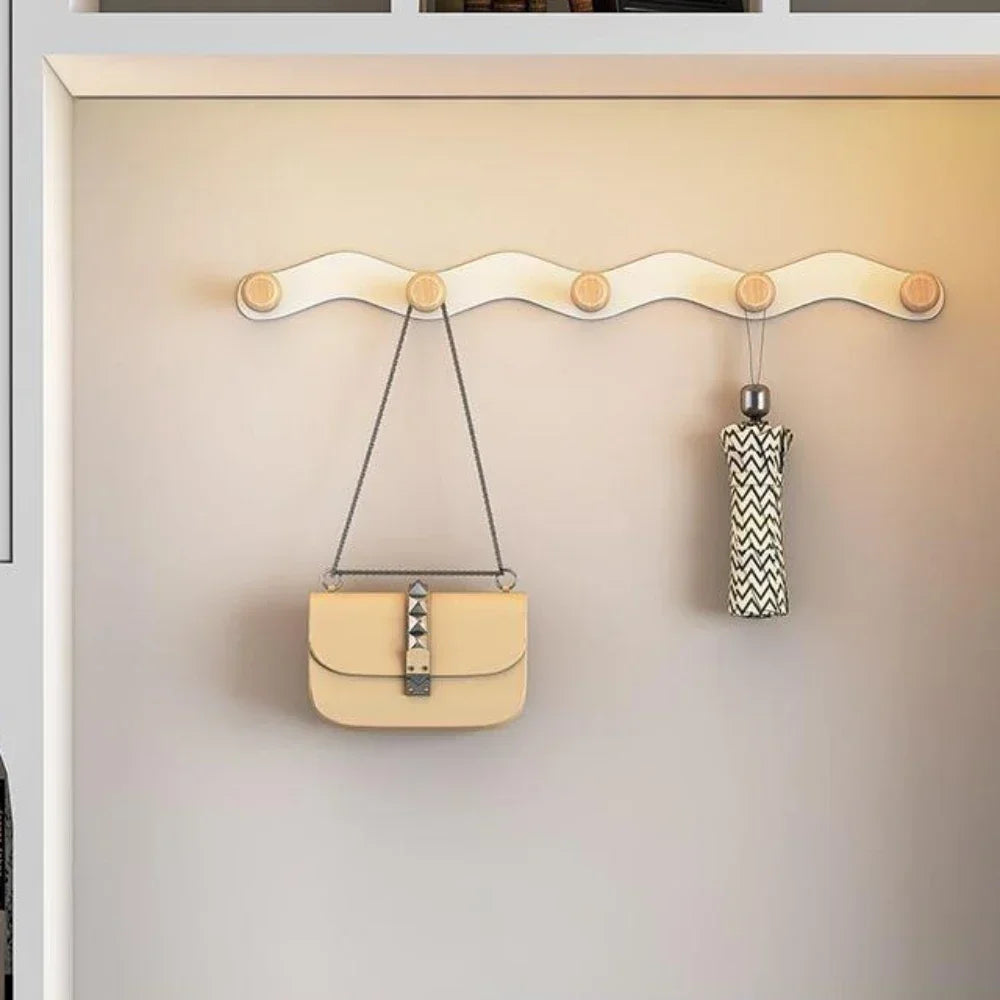Wall Coat Rack with Creative Wave Hook – Drill-Free Installation
