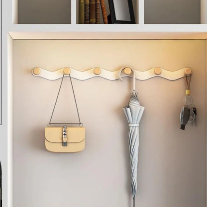 Wall Coat Rack with Creative Wave Hook – Drill-Free Installation