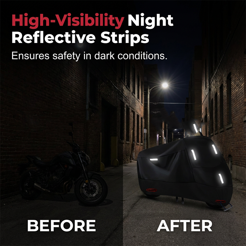 Planvero | Copertura per moto in tessuto Oxford con strisce riflettenti, M–4XL