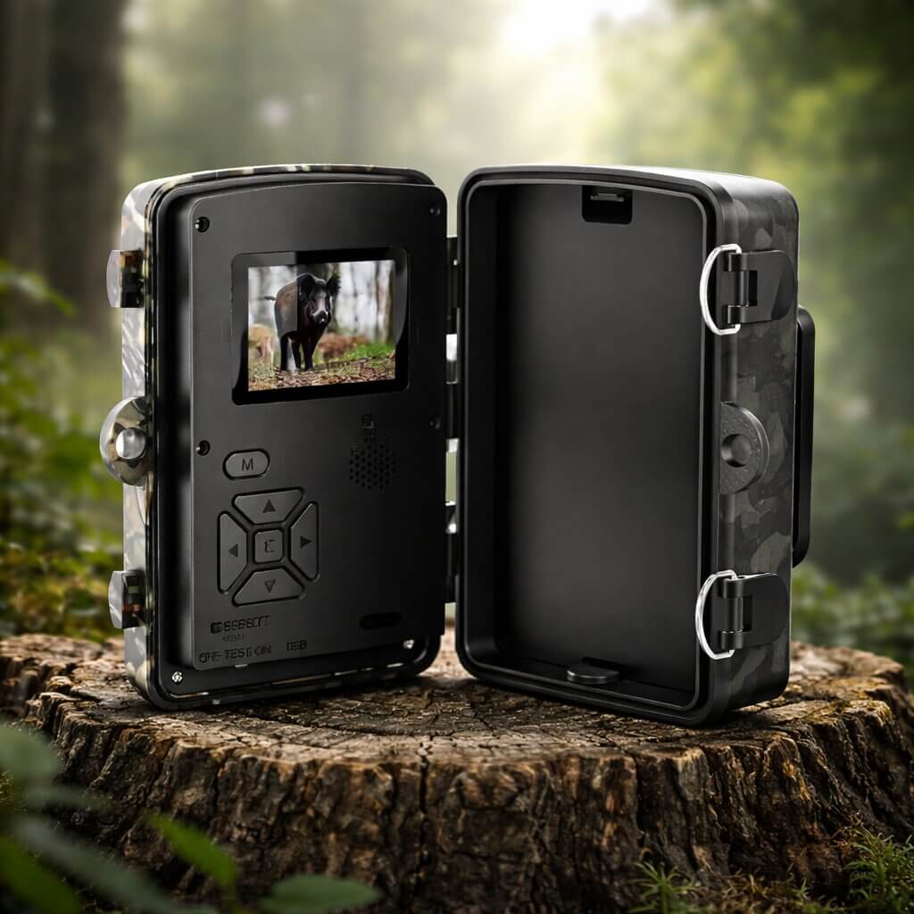 Wild camera with night vision & motion detector | Weatherproof outdoor camera for photo & video | ForestGuard
