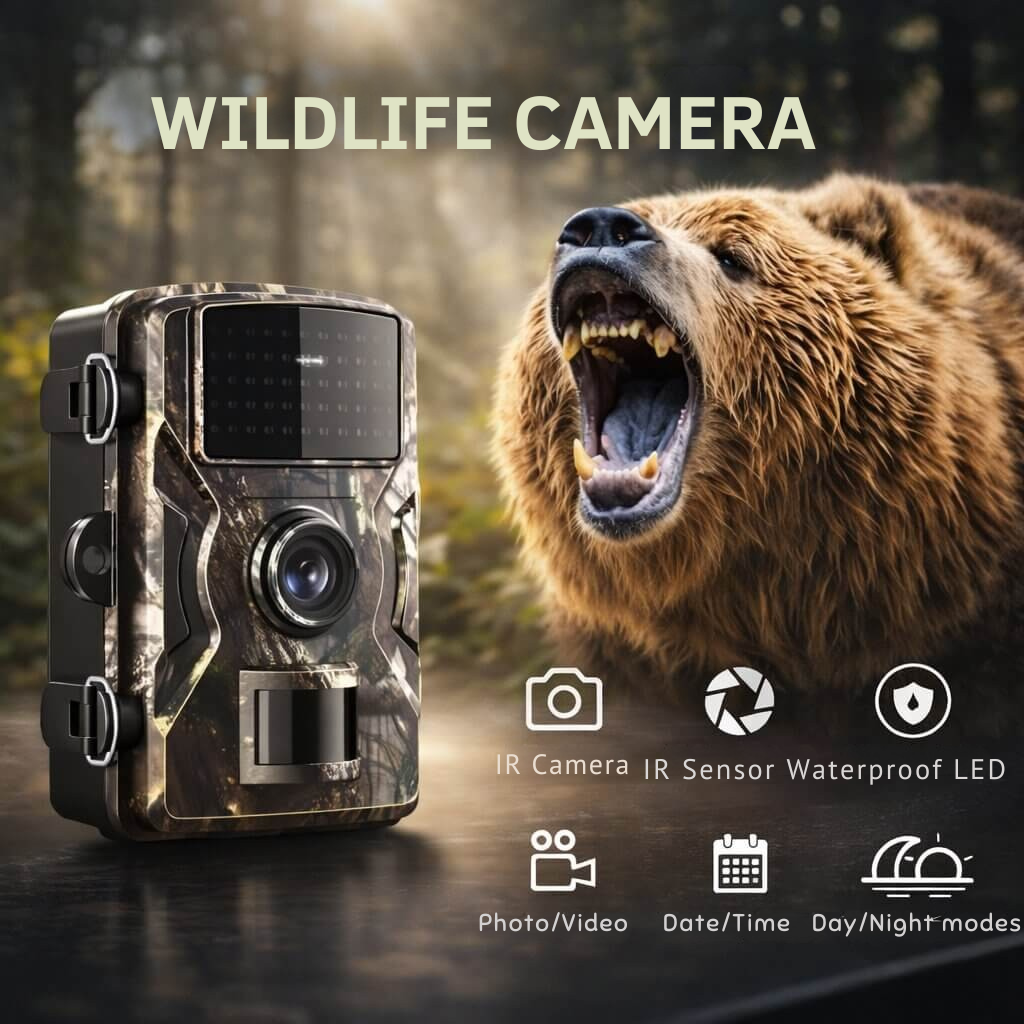 Wild camera with night vision & motion detector | Weatherproof outdoor camera for photo & video | ForestGuard