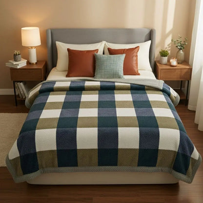 Linvora | Kuscheldecke mit Streifenmuster aus Baumwolle, 120 × 200 bis 230 × 250 cm