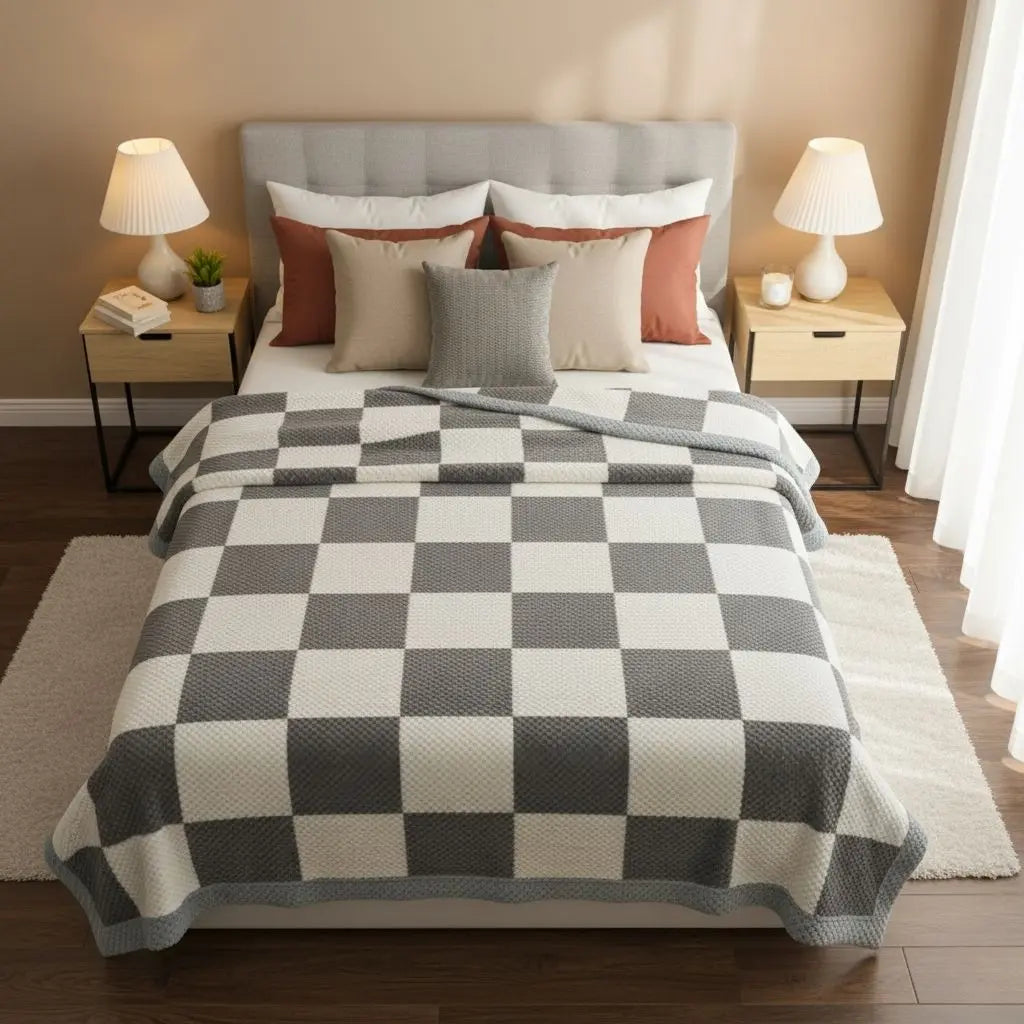 Linvora | Kuscheldecke mit Streifenmuster aus Baumwolle, 120 × 200 bis 230 × 250 cm