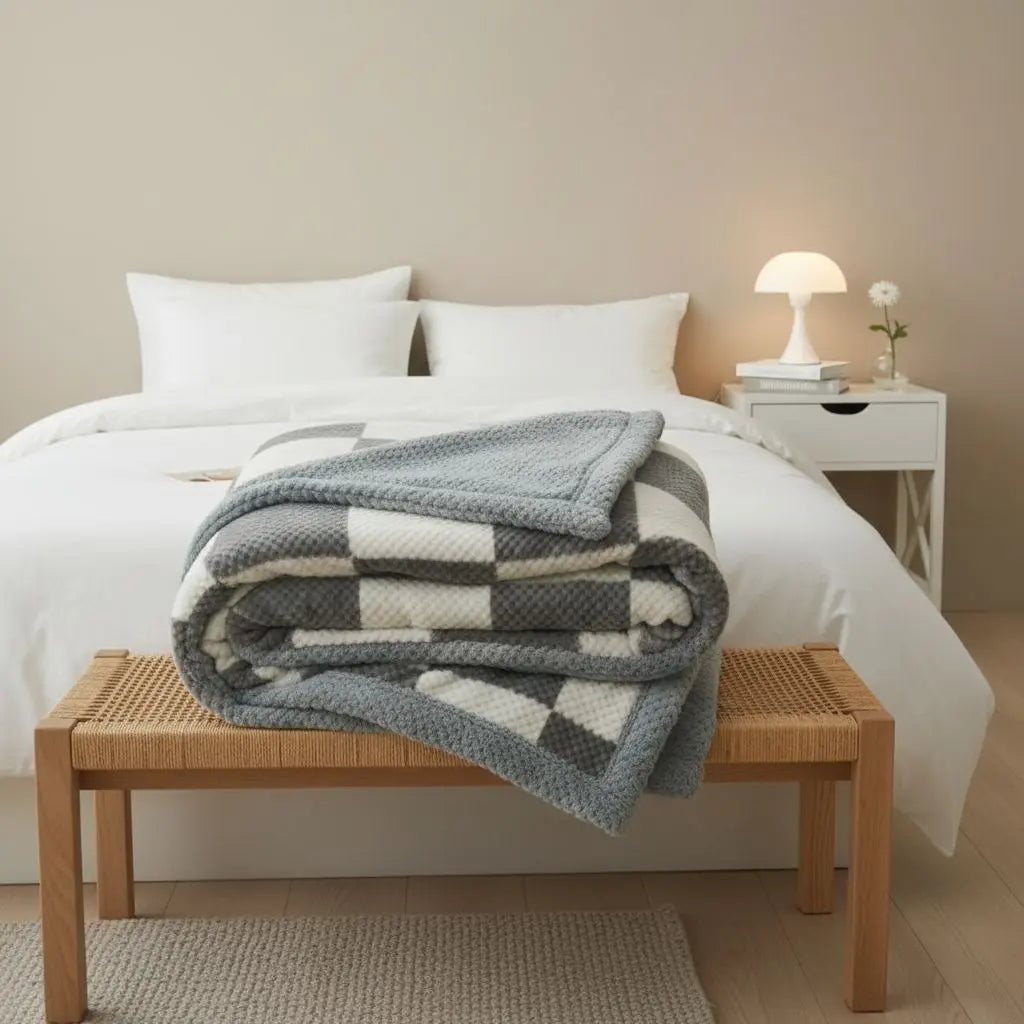 Linvora | Kuscheldecke mit Streifenmuster aus Baumwolle, 120 × 200 bis 230 × 250 cm