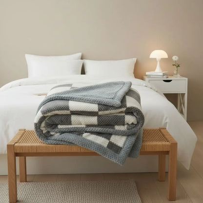 Linvora | Kuscheldecke mit Streifenmuster aus Baumwolle, 120 × 200 bis 230 × 250 cm