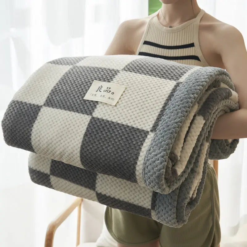Linvora | Kuscheldecke mit Streifenmuster aus Baumwolle, 120 × 200 bis 230 × 250 cm