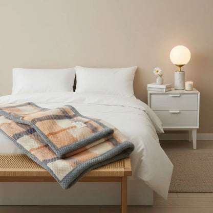 Linvora | Kuscheldecke mit Streifenmuster aus Baumwolle, 120 × 200 bis 230 × 250 cm
