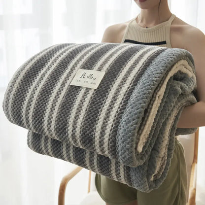 Linvora | Kuscheldecke mit Streifenmuster aus Baumwolle, 120 × 200 bis 230 × 250 cm