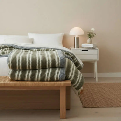 Linvora | Kuscheldecke mit Streifenmuster aus Baumwolle, 120 × 200 bis 230 × 250 cm