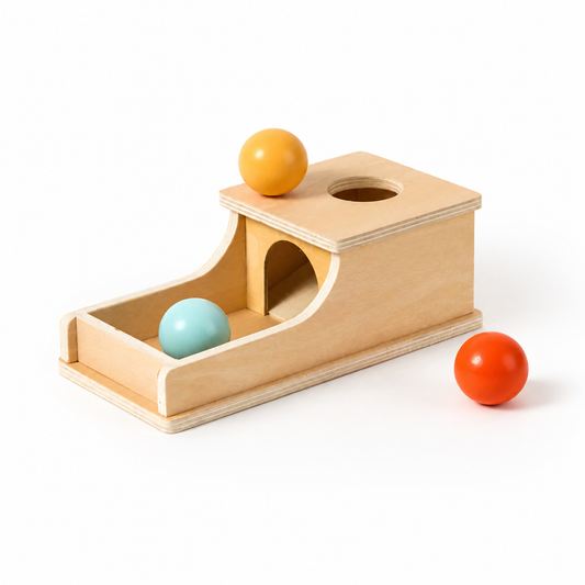 Caja de permanencia de objetos de madera, juguete interactivo de causa y efecto