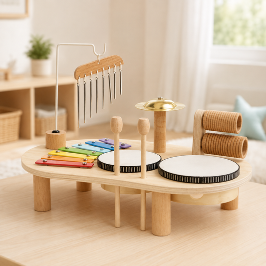Set musical de madera para niños pequeños - Estación de descubrimiento